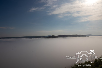 Mountain Peaks Peeking through the Fog